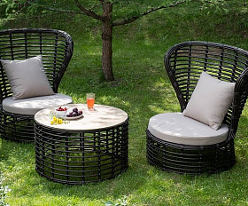 Кофейный Парма 4SIS комплект из искусственного ротанга, цвет бронзовый