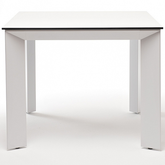 Венето обеденный стол из HPL 90х90см, цвет молочный, каркас белый фото 2