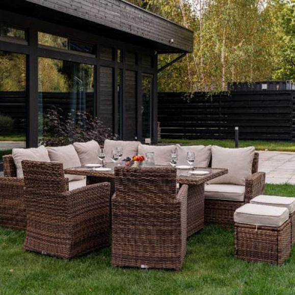 Угловой комплект Zorro Plus Double Royal Family из искусственного ротанга, цвет коричневый фото 6