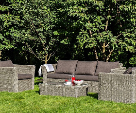 Диван трехместный Капучино 4SIS из искусственного ротанга (гиацинт), цвет графит