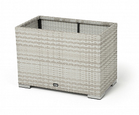 Лунго кашпо для цветов большое плетеное из искусственного ротанга, цвет бежевый