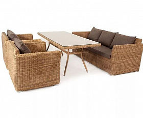 Обеденная группа Моккачино 4SIS из искусственного ротанга, цвет соломенный