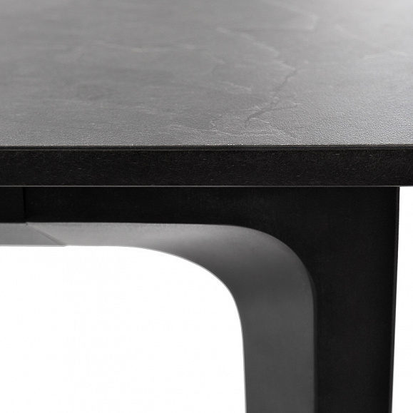 Малага обеденный стол из HPL 160х80см, цвет серый гранит, каркас черный фото 5