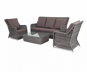 Лаунж-зона Гляссе 4SIS из искусственного ротанга, цвет графит