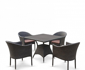 Обеденный комплект плетеной мебели T190B/Y350A-W53 Brown (4+1)