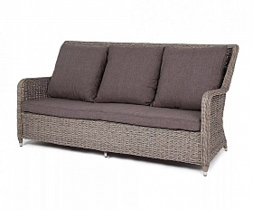 Диван трехместный Гляссе 4SIS из искусственного ротанга (гиацинт), цвет графит