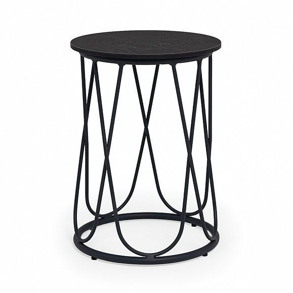 Перу журнальный стол из HPL круглый Ø40 H55, каркас из алюминия темно-серый (RAL 7024) муар, цвет столешницы серый гранит фото 1