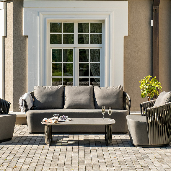 Флоренция лаунж-зона из искусственного ротанга, цвет графит фото 1