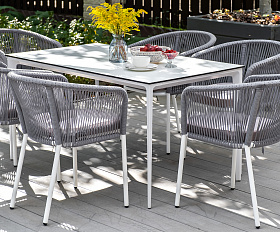 Малага обеденный стол из HPL 140х80см, цвет молочный, каркас белый