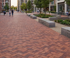 Тротуарная клинкерная брусчатка ЛСР Ливерпуль 200х100х50 мм, бордо