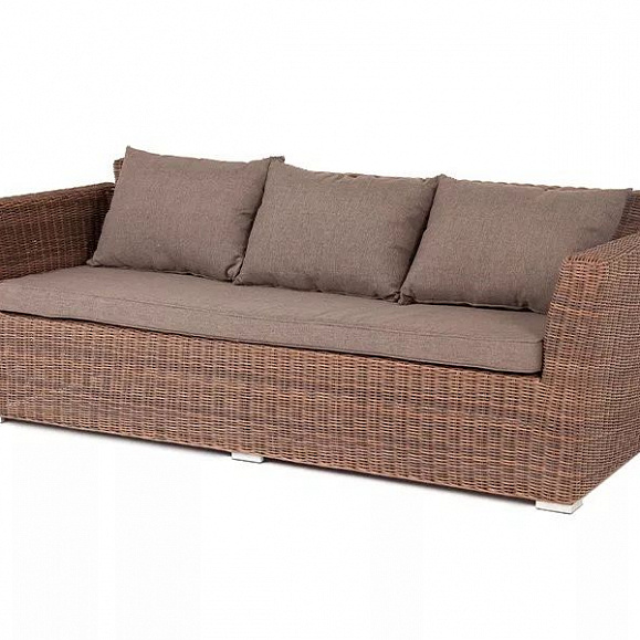 Диван трехместный Капучино 4SIS из искусственного ротанга, цвет коричневый фото 1