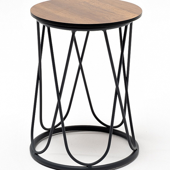 Перу журнальный стол из HPL круглый Ø40 H55, каркас из алюминия темно-серый (RAL 7024) муар, цвет столешницы дуб фото 1