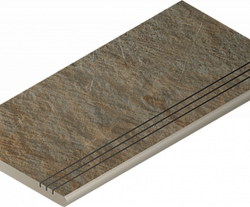 Керамогранитная ступень Italon Манетик X2 Дарк Закругленная Грип 30X60