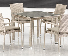 Комплект плетеной мебели T257C/Y376C-W85 Latte (4+1) + подушки на стульях