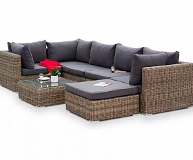 Лаунж-зона трансформирующаяся Лунго 4SIS из искусственного ротанга, цвет соломенный