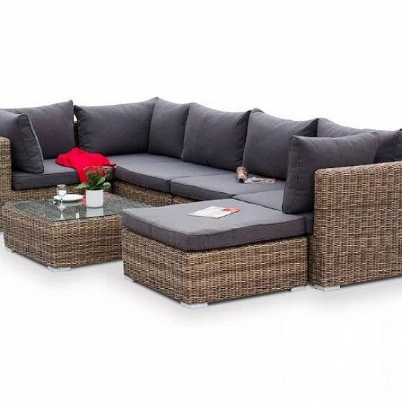 Лаунж-зона трансформирующаяся Лунго 4SIS из искусственного ротанга, цвет соломенный фото 3