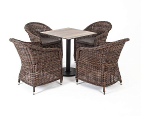 Обеденная группа Каффе 4SIS на 4 персоны, цвет коричневый