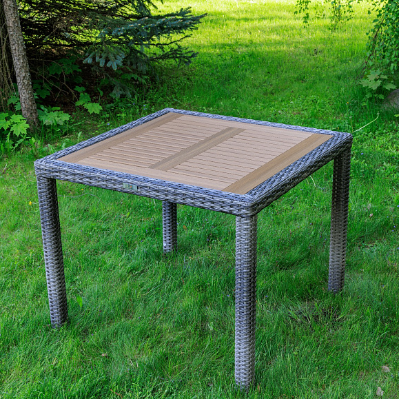 Обеденный стол Amelia Royal Family из искусственного ротанга 90 см, цвет серый фото 2