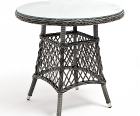 Эспрессо плетеный круглый стол, диаметр 80 см, цвет графит