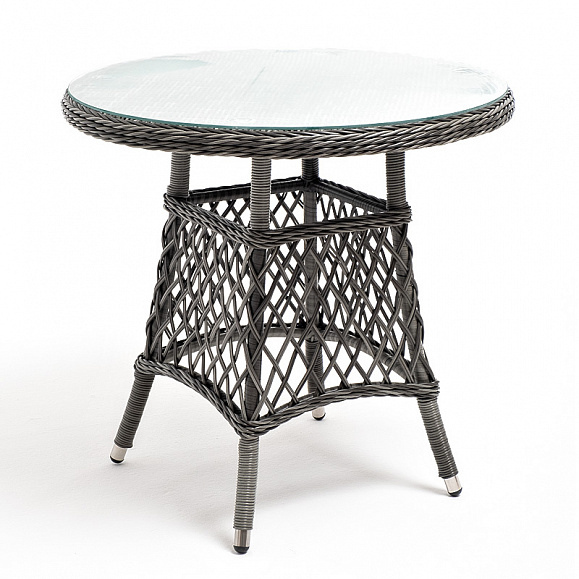 Эспрессо плетеный круглый стол, диаметр 80 см, цвет графит фото 3