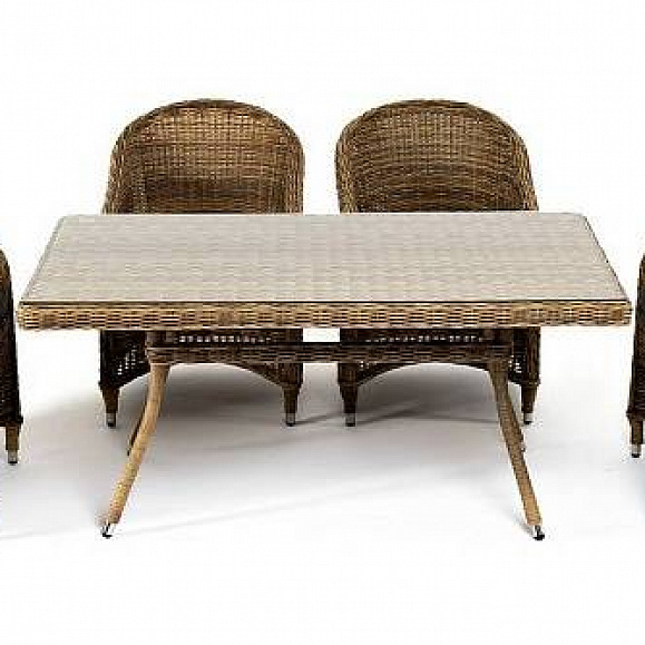 Обеденная Латте–140 R 4SIS группа плетеная, цвет соломенный фото 1