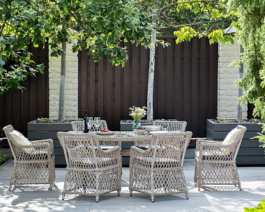 Обеденная Латте 4SIS группа плетеная, цвет бежевый