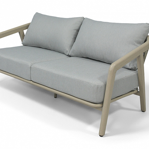 Брюссель диван двухместный из искусственного ротанга, цвет серый, каркас под дерево (холодно-бежевый) фото 1