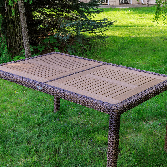 Обеденный стол Amelia Royal Family из искусственного ротанга 150 см, цвет коричневый фото 2