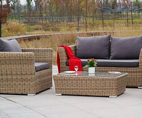 Лаунж-зона Капучино Сингл 4SIS из искусственного ротанга, цвет соломенный