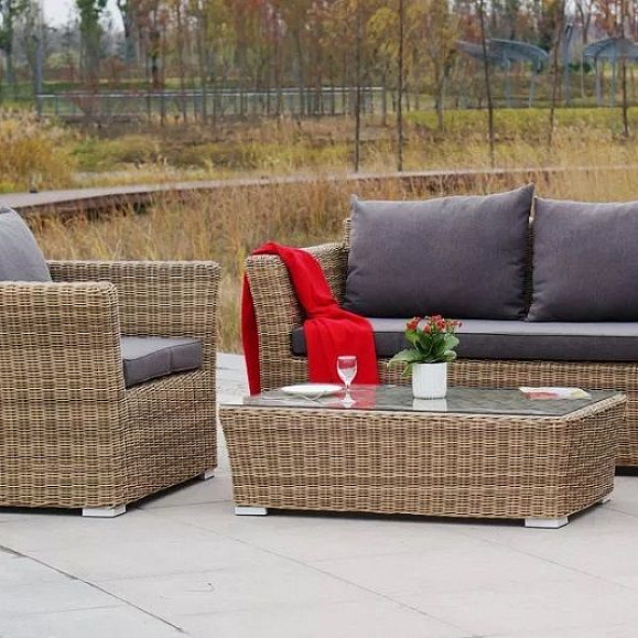 Лаунж-зона Капучино Сингл 4SIS из искусственного ротанга, цвет соломенный фото 6