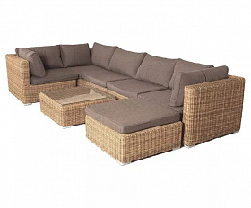 Лаунж-зона трансформирующаяся Лунго 4SIS из искусственного ротанга, цвет соломенный