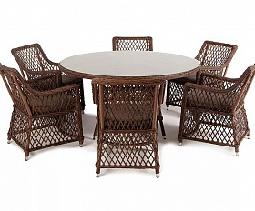 Обеденная группа Эспрессо-150 L 4SIS из искусственного ротанга, цвет коричневый