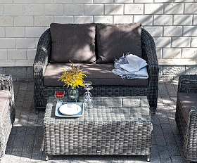 Лаунж-зона Кон Панна 4SIS из искусственного ротанга, цвет графит