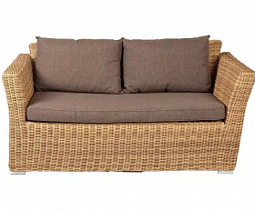 Диван двухместный Капучино 4SIS из искусственного ротанга, цвет соломенный