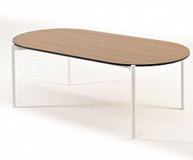 Диего журнальный стол из HPL 120х60 H40, каркас белый муар, цвет дуб