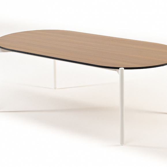 Диего журнальный стол из HPL 120х60 H40, каркас белый муар, цвет дуб фото 3