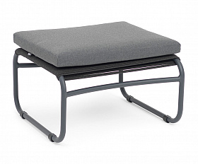 Ането пуф плетеный из роупа, каркас алюминий темно-серый (RAL7024) муар, роуп темно-серый круглый