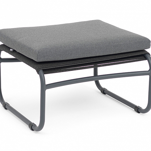 Ането пуф плетеный из роупа, каркас алюминий темно-серый (RAL7024) муар, роуп темно-серый круглый фото 3