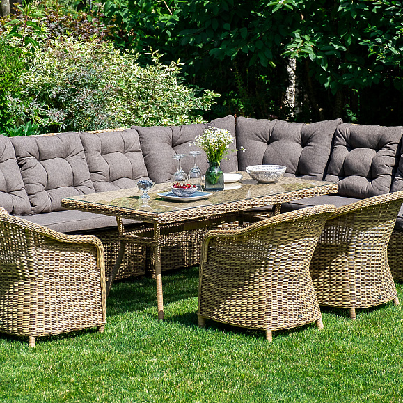 Латте плетеный стол из искусственного ротанга 160х90см, цвет соломенный фото 5