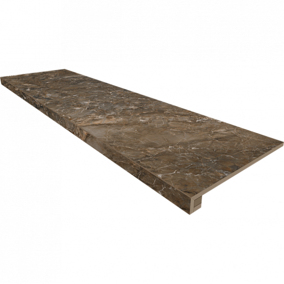 Комплект Керамогранитная ступень Estima BR04 33x120 см с бортиком + Подступенок 14,5х120 см фото 1