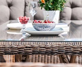 Обеденная группа Базелла 4SIS из искусственного ротанга, цвет коричневый