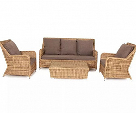 Лаунж-зона Гляссе 4SIS из искусственного ротанга, цвет соломенный