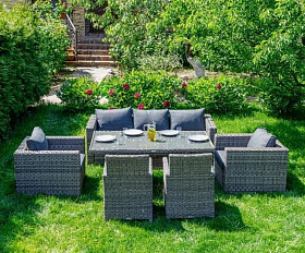 Обеденный комплект Karl plus Royal Family из искусственного ротанга, цвет серый