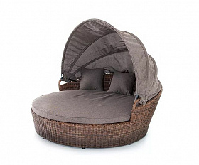 Плетеная кровать круглая Стильяно 4SIS из искусственного ротанга, цвет коричневый