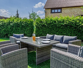 Обеденный комплект Karl plus Royal Family из искусственного ротанга, цвет серый