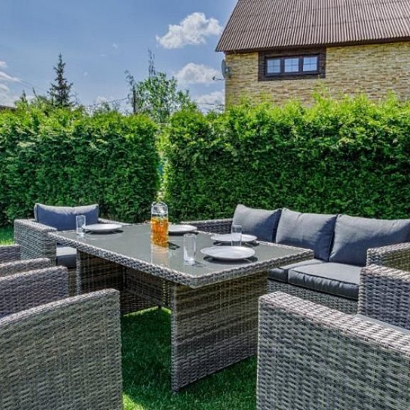 Обеденный комплект Karl plus Royal Family из искусственного ротанга, цвет серый фото 2