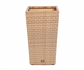Капучино кашпо для цветов плетеное из искусственного ротанга, цвет соломенный