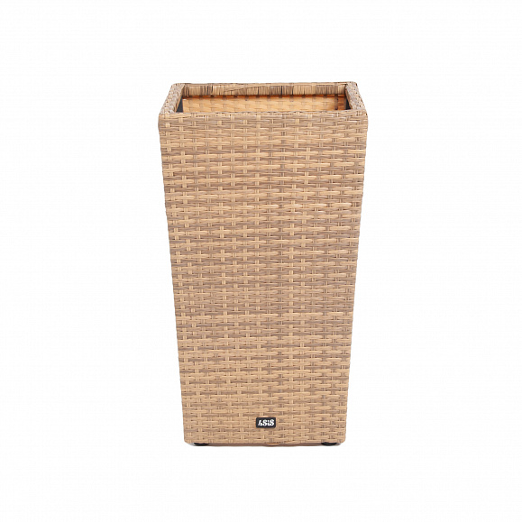 Капучино кашпо для цветов плетеное из искусственного ротанга, цвет соломенный фото 5