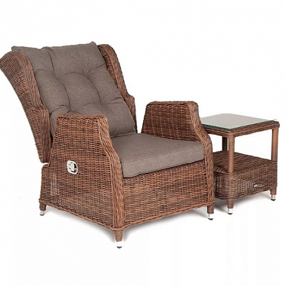 Плетеное кресло раскладное Форио 4SIS из искусственного ротанга, цвет коричневый фото 6