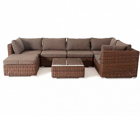 Лаунж-зона трансформирующаяся Лунго 4SIS из искусственного ротанга, цвет коричневый